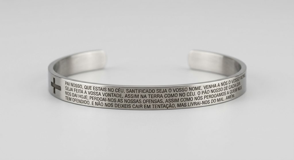Bracelete Aço Inox Oração Pai Nosso