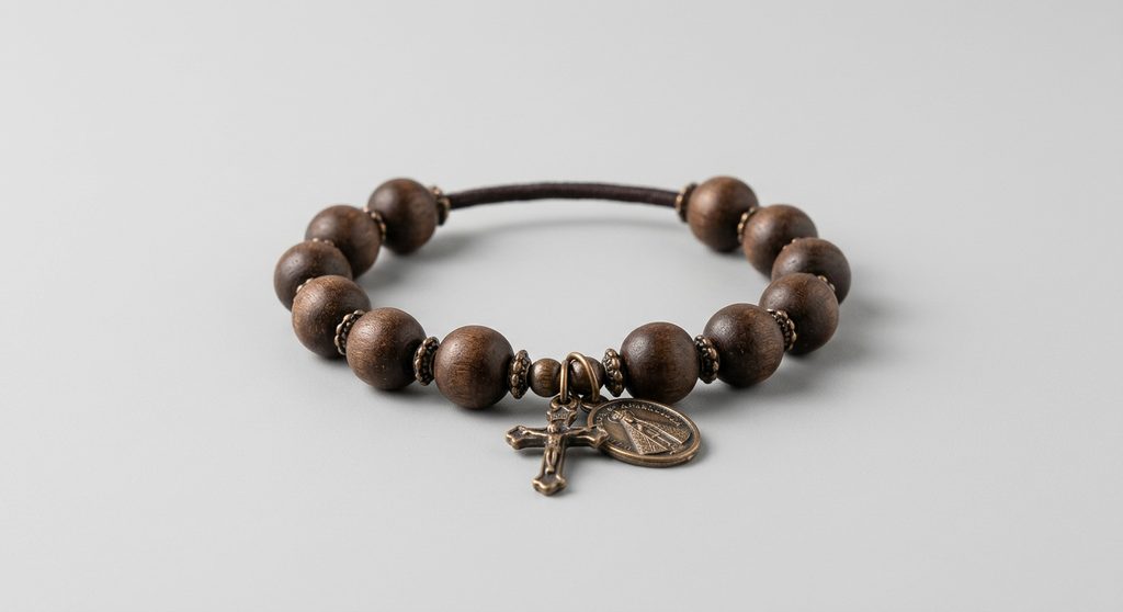 Pulseira Terço de Madeira